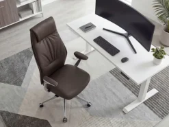 FineBuy Bürostuhl Echt-Leder Schreibtischstuhl Chefsessel Drehstuhl 120KG