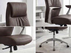 FineBuy Bürostuhl Echt-Leder Schreibtischstuhl Chefsessel Drehstuhl 120KG