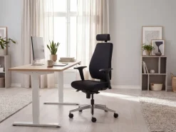 FineBuy Bürostuhl Schwarz Schreibtischstuhl Stoff Drehstuhl Arbeitsstuhl