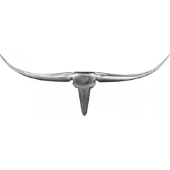 FineBuy Bull Geweih S Wanddekoration 74cm breit Alu Aluminium silber Wandgeweih