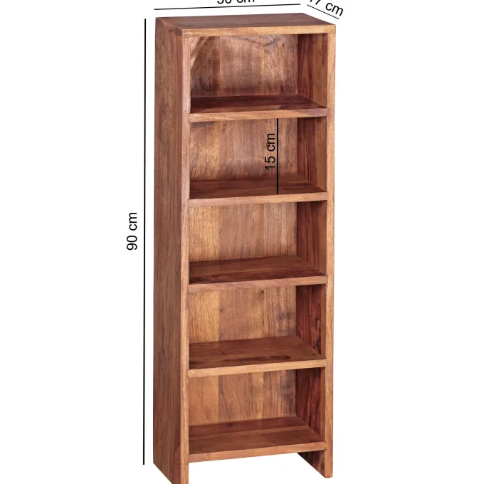 FineBuy CD Regal Massivholz Standregal 90 cm CD-Aufbewahrung Landhaus 5 Fächer