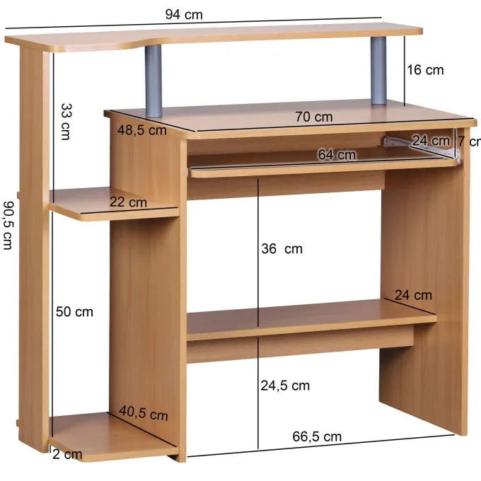FineBuy Computertisch 94x90,5x48,5 cm Schreibtisch Modern mit Tastaturauszug
