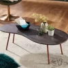 FineBuy Couchtisch Akazie Massivholz 122cm Wohnzimmertisch Retro Nierenform