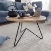 FineBuy Couchtisch Akazie Massivholz rund 60cm Wohnzimmertisch Metallgestell