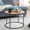 FineBuy Couchtisch Akazie Massivholz rund 60cm Wohnzimmertisch Handgefertigt