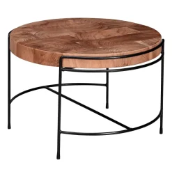 FineBuy Couchtisch Akazie Massivholz rund 62 cm Wohnzimmertisch Baumscheibe