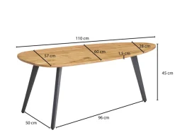 FineBuy Couchtisch Akazie Massivholz oval 110 cm · Wohnzimmertisch in Nierenform