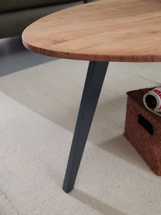 FineBuy Couchtisch Akazie Massivholz oval 110 cm · Wohnzimmertisch in Nierenform