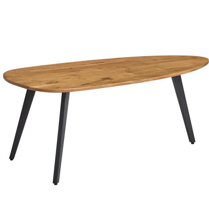 FineBuy Couchtisch Akazie Massivholz oval 110 cm · Wohnzimmertisch in Nierenform