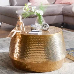 FineBuy Couchtisch Ø 60 cm Aluminium Beistelltisch Sofatisch Wohnzimmertisch Alu