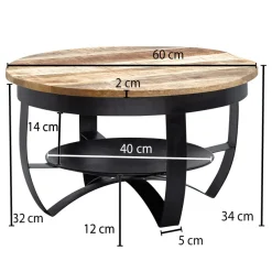 FineBuy Couchtisch 60 cm Wohnzimmertisch Holz Massiv Tisch Wohnzimmer Sofatisch
