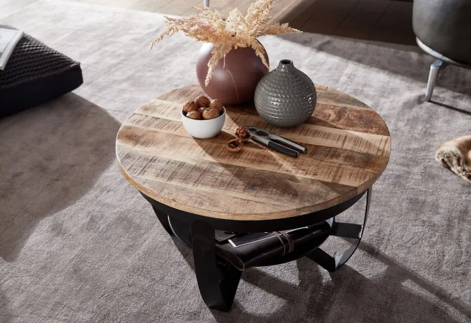 FineBuy Couchtisch 60 cm Wohnzimmertisch Holz Massiv Tisch Wohnzimmer Sofatisch