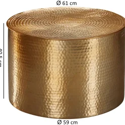 FineBuy Couchtisch Ø 61 cm Wohnzimmertisch Sofatisch Hammerschlag Stubentisch