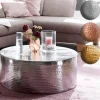 FineBuy Couchtisch Ø 75 cm Wohnzimmertisch Rund Sofatisch Hammerschlag Tisch