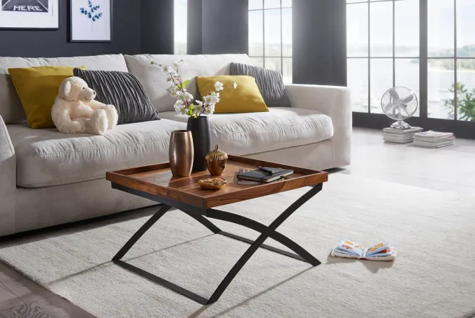 FineBuy Couchtisch FB50967 Wohnzimmer Tisch Holz massiv Sofatisch Beistelltisch