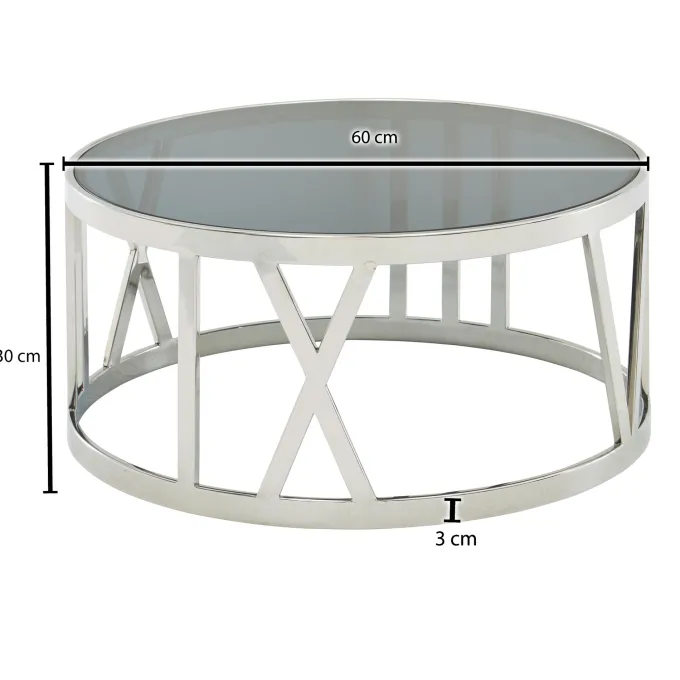 FineBuy Couchtisch Glas Metall Sofatisch Ø60cm Tisch Wohnzimmertisch Rund Modern