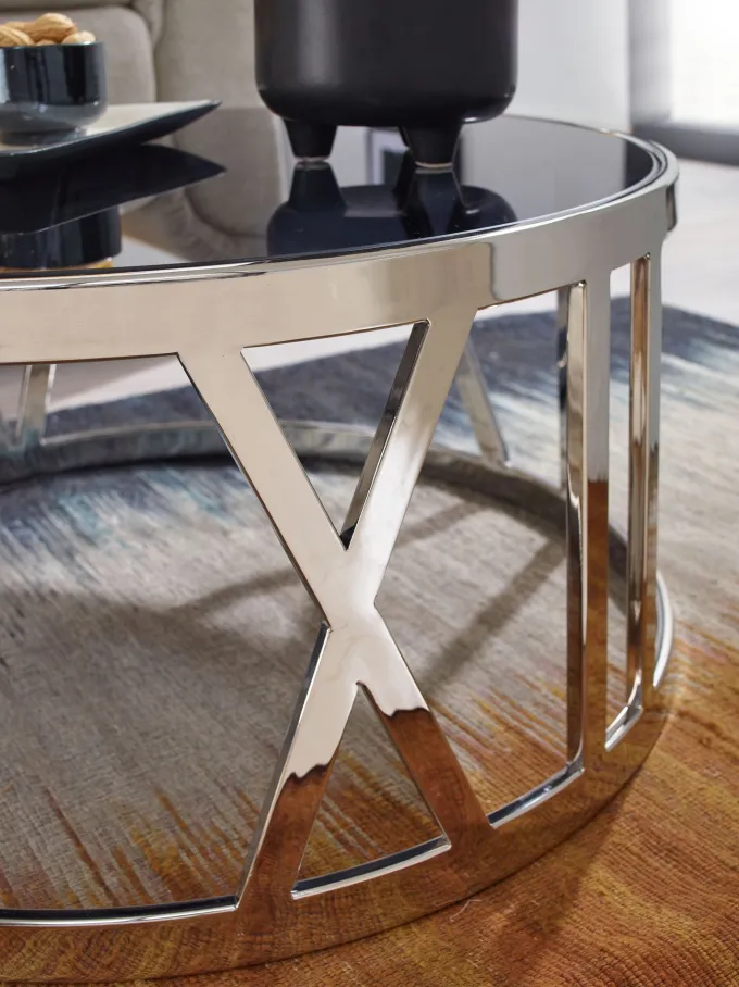 FineBuy Couchtisch Glas Metall Sofatisch Ø60cm Tisch Wohnzimmertisch Rund Modern