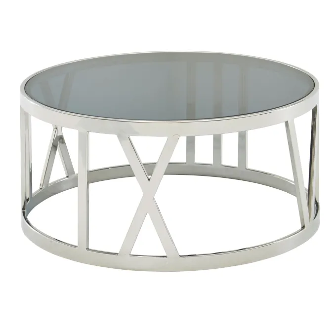 FineBuy Couchtisch Glas Metall Sofatisch Ø60cm Tisch Wohnzimmertisch Rund Modern
