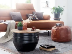 FineBuy Couchtisch Holz Rund Sofatisch Ø 60 cm Tisch Stauraum Wohnzimmertisch