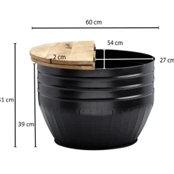 FineBuy Couchtisch Holz Rund Sofatisch Ø 60 cm Tisch Stauraum Wohnzimmertisch