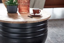 FineBuy Couchtisch Holz Rund Sofatisch Ø 60 cm Tisch Stauraum Wohnzimmertisch