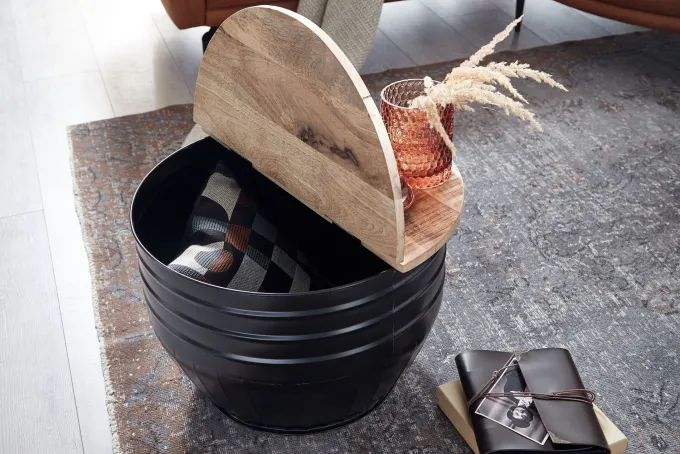 FineBuy Couchtisch Holz Rund Sofatisch Ø 60 cm Tisch Stauraum Wohnzimmertisch