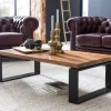 FineBuy Couchtisch Holz Sofatisch mit Metallgestell Wohnzimmertisch Tisch