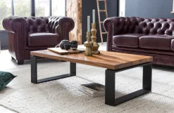 FineBuy Couchtisch Holz Sofatisch mit Metallgestell Wohnzimmertisch Tisch