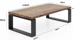 FineBuy Couchtisch Holz Sofatisch mit Metallgestell Wohnzimmertisch Tisch