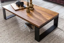 FineBuy Couchtisch Holz Sofatisch mit Metallgestell Wohnzimmertisch Tisch
