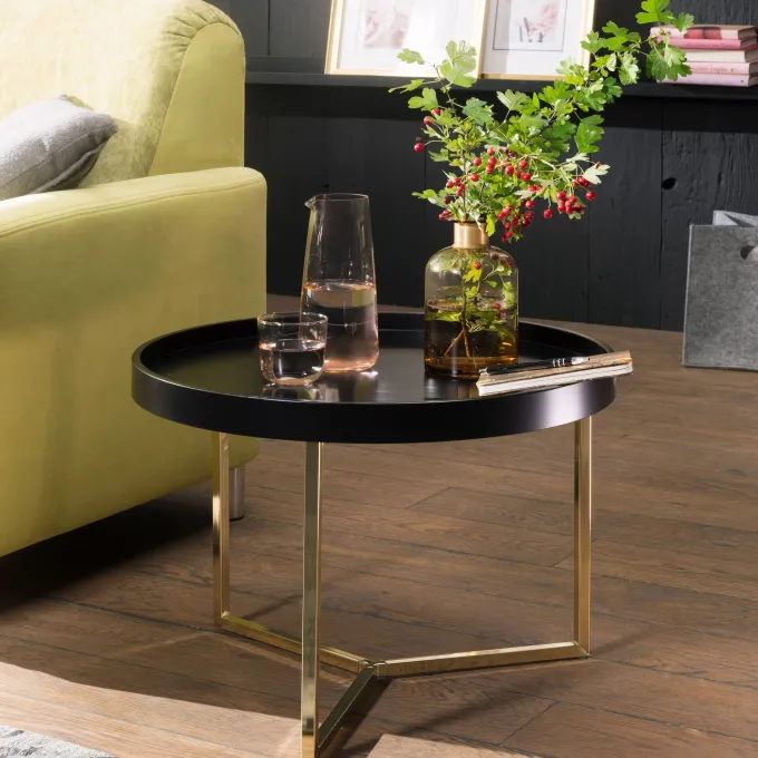 FineBuy Couchtisch JESI Sofatisch rund Tabletttisch Beistelltisch Retro Metall