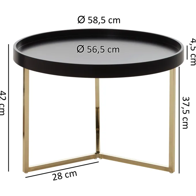 FineBuy Couchtisch JESI Sofatisch rund Tabletttisch Beistelltisch Retro Metall