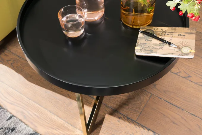 FineBuy Couchtisch JESI Sofatisch rund Tabletttisch Beistelltisch Retro Metall