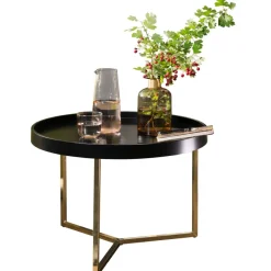 FineBuy Couchtisch JESI Sofatisch rund Tabletttisch Beistelltisch Retro Metall