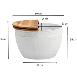 FineBuy Couchtisch Mango Massivholz Ø60cm Wohnzimmertisch Sofatisch Stauraum