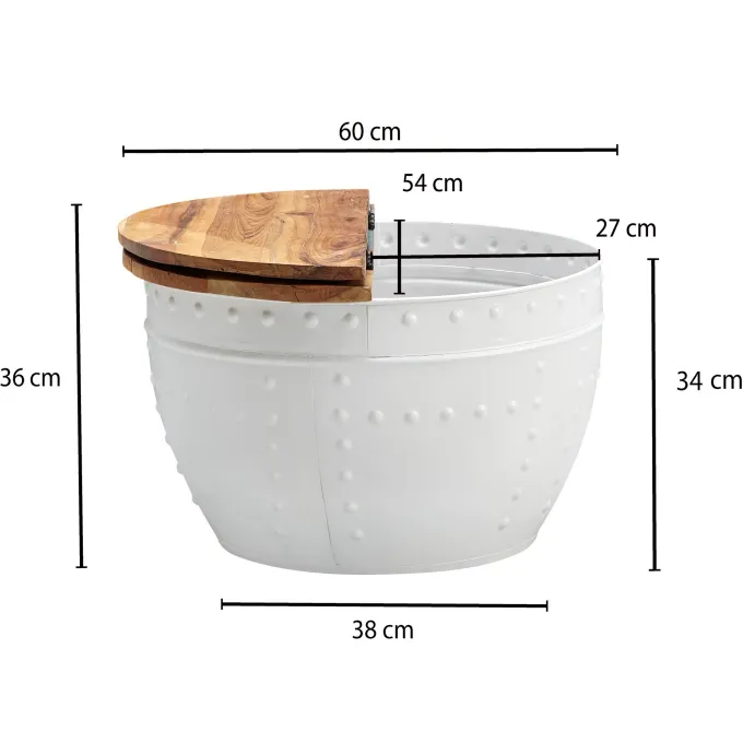FineBuy Couchtisch Mango Massivholz Ø60cm Wohnzimmertisch Sofatisch Stauraum