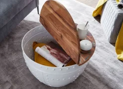 FineBuy Couchtisch Mango Massivholz Ø60cm Wohnzimmertisch Sofatisch Stauraum