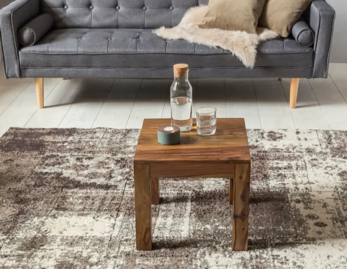 FineBuy Couchtisch Massiv-Holz 45cm Wohnzimmertisch Landhaus Beistelltisch natur