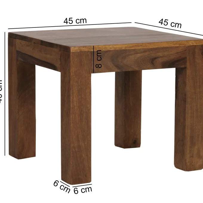 FineBuy Couchtisch Massiv-Holz 45cm Wohnzimmertisch Landhaus Beistelltisch natur