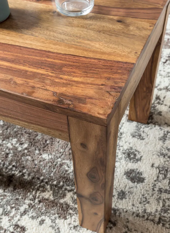 FineBuy Couchtisch Massiv-Holz 45cm Wohnzimmertisch Landhaus Beistelltisch natur