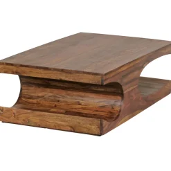 FineBuy Couchtisch Massivholz 120 cm mit Ablage · Rechteckig Wohnzimmertisch