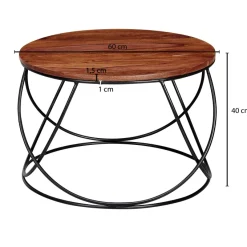 FineBuy Couchtisch Massivholz 60 cm Wohnzimmertisch Sofatisch Rund Tisch Holz