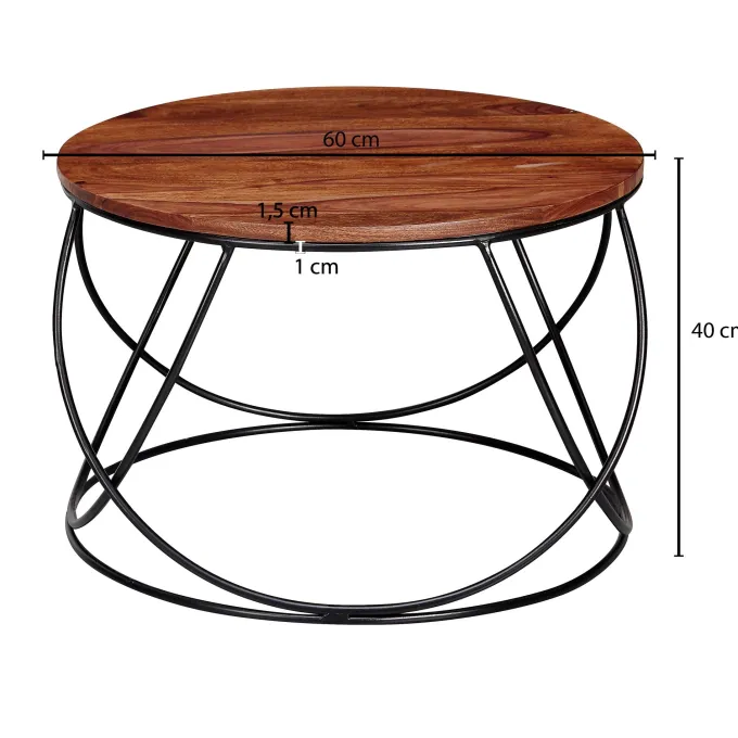 FineBuy Couchtisch Massivholz 60 cm Wohnzimmertisch Sofatisch Rund Tisch Holz