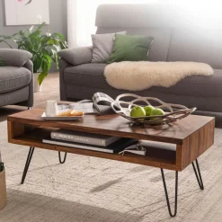 FineBuy Couchtisch Massivholz 100x40x50 cm Wohnzimmertisch Sofatisch Tisch