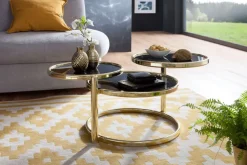 FineBuy Couchtisch Metall Glas Beistelltisch Wohnzimmertisch Sofatisch 58cm Rund