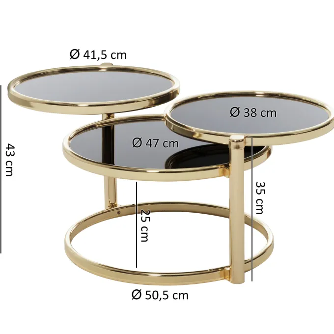 FineBuy Couchtisch Metall Glas Beistelltisch Wohnzimmertisch Sofatisch 58cm Rund
