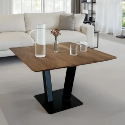 FineBuy Couchtisch quadratisch 60 cm Akazie Massivholz Moderner Wohnzimmertisch