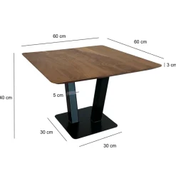FineBuy Couchtisch quadratisch 60 cm Akazie Massivholz Moderner Wohnzimmertisch
