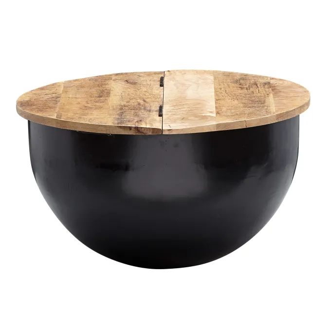 FineBuy Couchtisch Rund Holz Sofatisch Ø 60 cm Tisch Stauraum Wohnzimmertisch