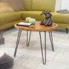 FineBuy Couchtisch Sheesham rund Ø 60 cm Wohnzimmertisch Massivholz Metallbeine